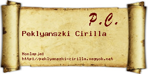 Peklyanszki Cirilla névjegykártya